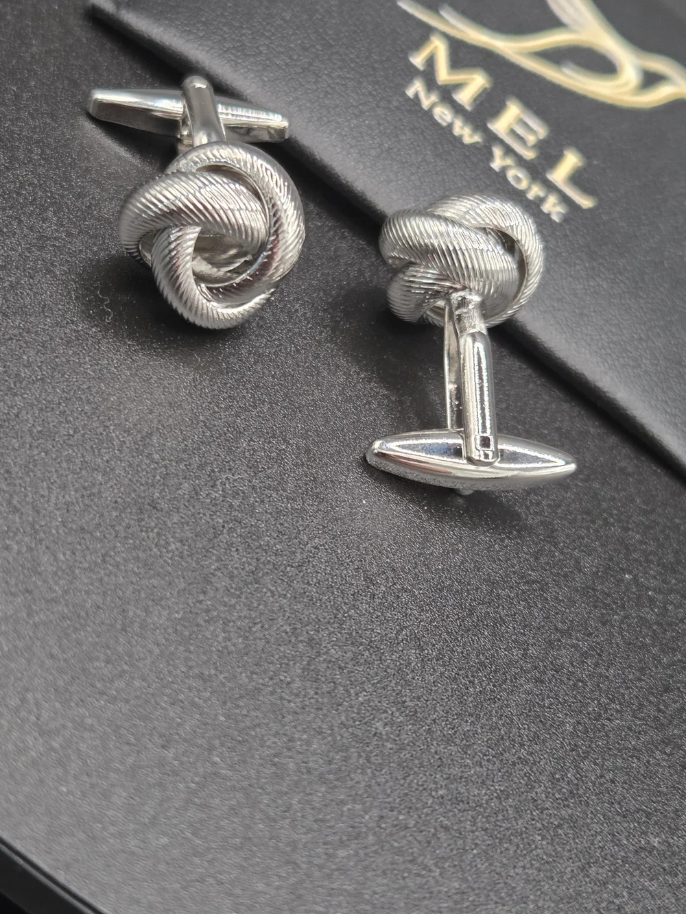 Classic Stainless Steel Knot Cufflinks | Silver Tone | New in Gift Box